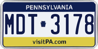 PA license plate MDT3178