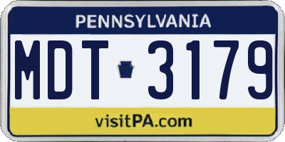 PA license plate MDT3179