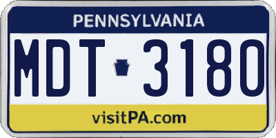 PA license plate MDT3180