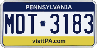 PA license plate MDT3183