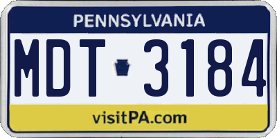 PA license plate MDT3184
