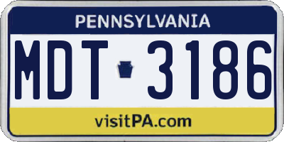 PA license plate MDT3186