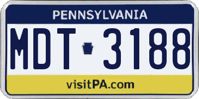 PA license plate MDT3188