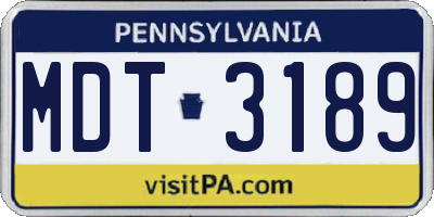 PA license plate MDT3189