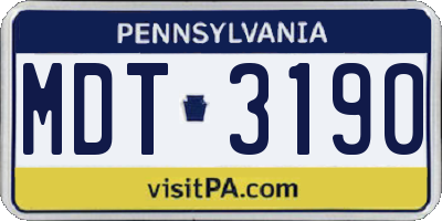 PA license plate MDT3190
