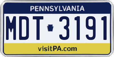 PA license plate MDT3191