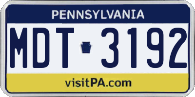 PA license plate MDT3192