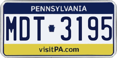 PA license plate MDT3195