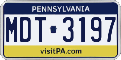 PA license plate MDT3197