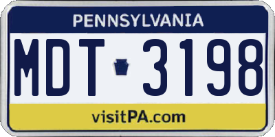 PA license plate MDT3198