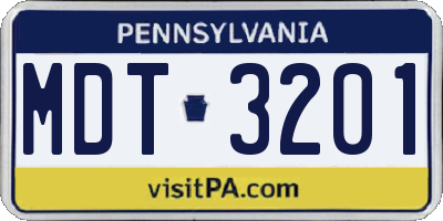PA license plate MDT3201