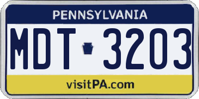 PA license plate MDT3203