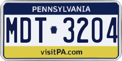 PA license plate MDT3204