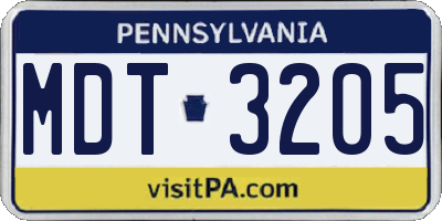 PA license plate MDT3205