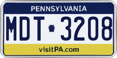 PA license plate MDT3208