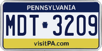 PA license plate MDT3209