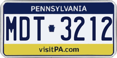 PA license plate MDT3212