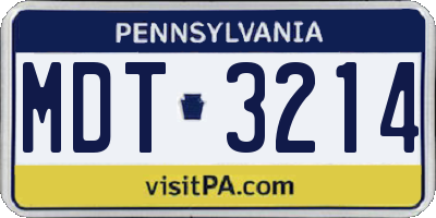 PA license plate MDT3214