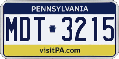 PA license plate MDT3215
