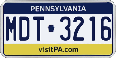 PA license plate MDT3216