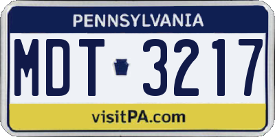 PA license plate MDT3217
