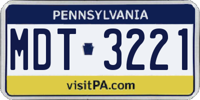 PA license plate MDT3221