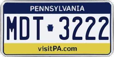 PA license plate MDT3222