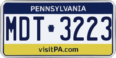 PA license plate MDT3223
