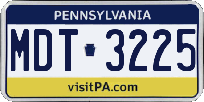PA license plate MDT3225