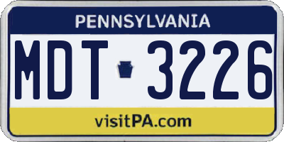 PA license plate MDT3226