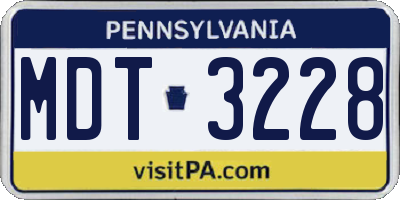PA license plate MDT3228