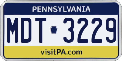 PA license plate MDT3229