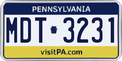 PA license plate MDT3231