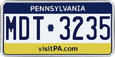 PA license plate MDT3235