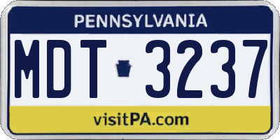 PA license plate MDT3237