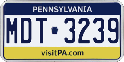 PA license plate MDT3239