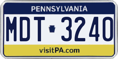 PA license plate MDT3240