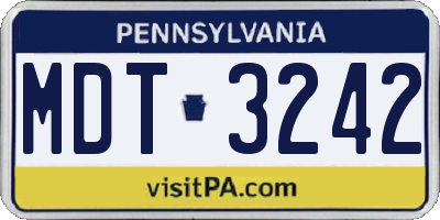 PA license plate MDT3242