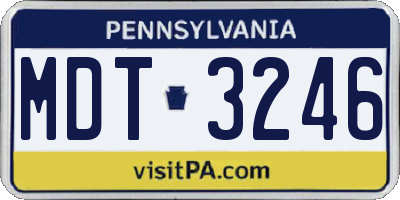 PA license plate MDT3246