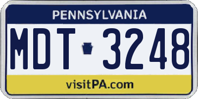 PA license plate MDT3248