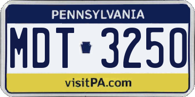 PA license plate MDT3250