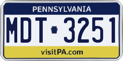 PA license plate MDT3251
