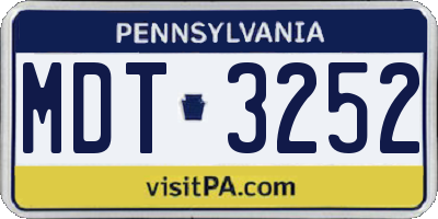 PA license plate MDT3252