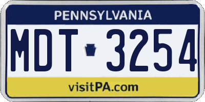 PA license plate MDT3254