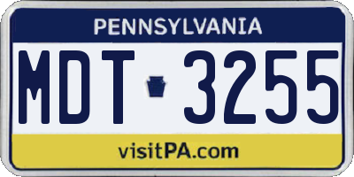 PA license plate MDT3255