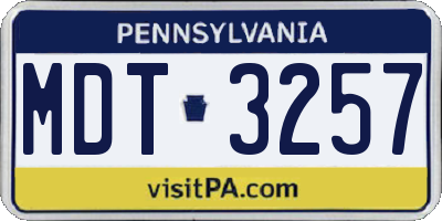 PA license plate MDT3257