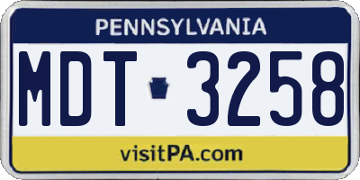 PA license plate MDT3258