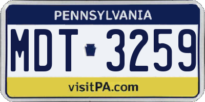 PA license plate MDT3259