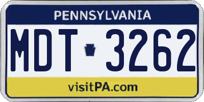 PA license plate MDT3262