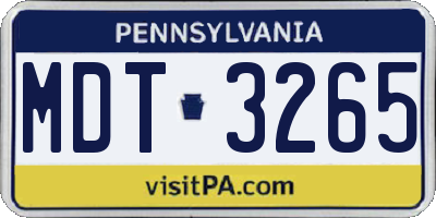 PA license plate MDT3265